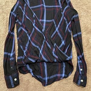 Aeropostale woman’s Black and Blue Plaid Button Down Shirt